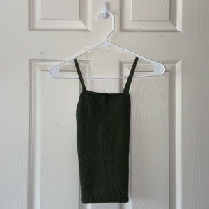 Army Green Ruched Tank Top - Hollister